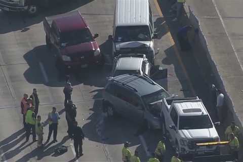 About 10 cars piled up after a crash on I-45 North at Mt. Houston, causing delays