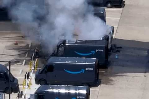 Amazon Delivery Van Ignites in Fiery Explosion During Houston’s Summer Heat