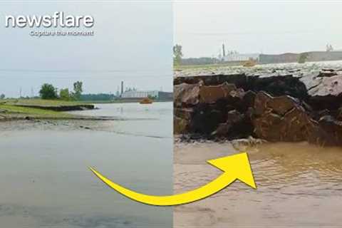 Crazy Moment Land Rises 10ft Out Of Lake || Newsflare