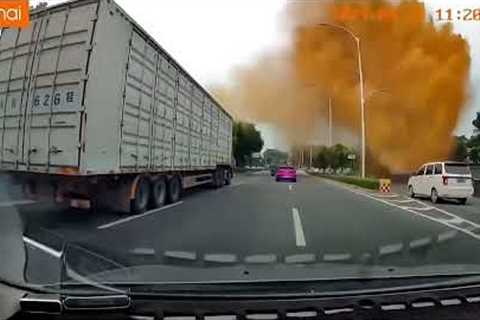 Sewage Pipe Explosion Caught On Dash Cam