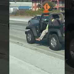 Driver Hangs Foot Loose On Highway